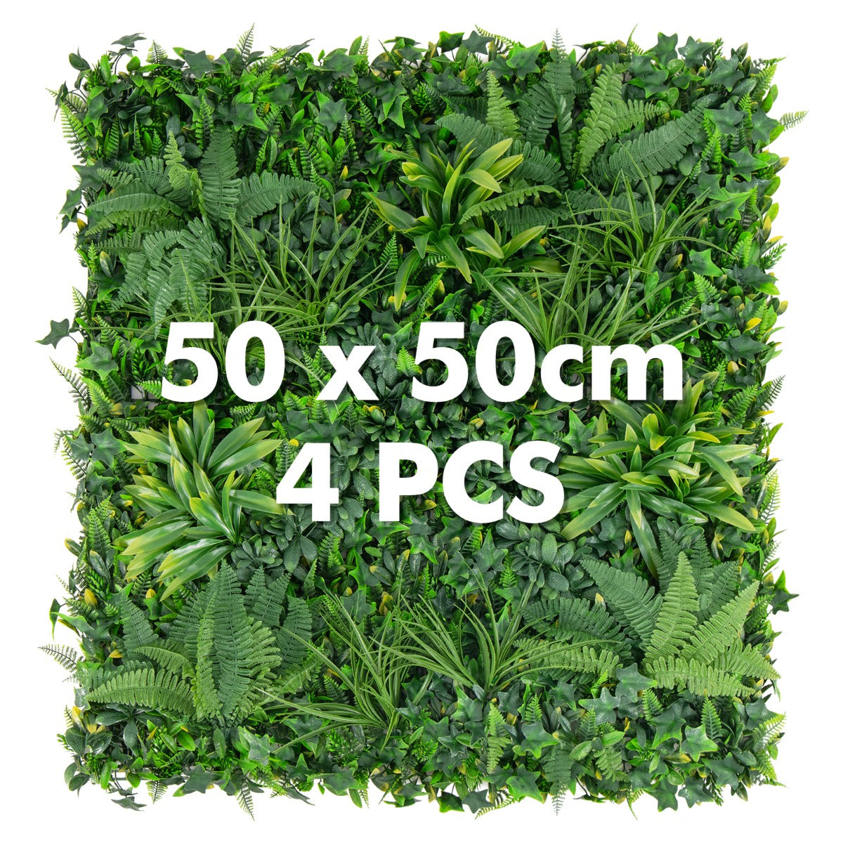 LIVSK Kunsthaag Wandpanelen - Set van 4 - 50 x 50 cm - Natuurlijke uitstraling met 7 kunstgrasvarianten - Groen