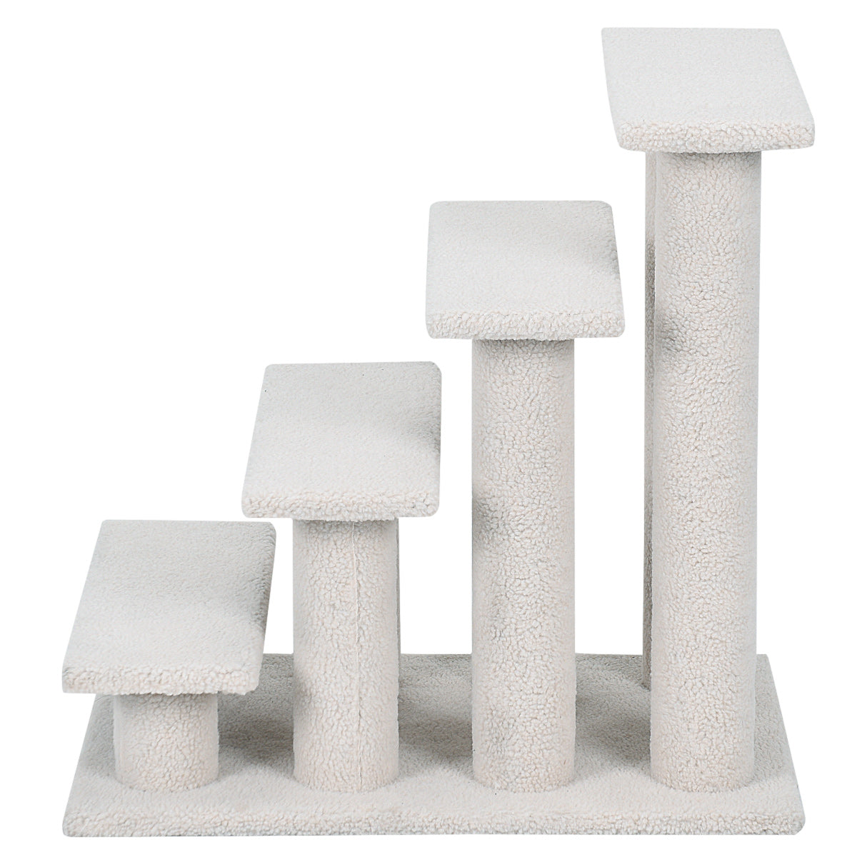 LIVSK 4-traps Huisdierentrap - Voor Kleine en Oude Huisdieren - Comfortabele Imitatievacht - Stevig Hout - Tot 25 kg -