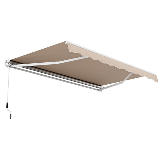 LIVSK Uittrekbaar Terraszonnescherm - 4 x 2,5 m - Handmatige Slinger - Verstelbare Helling 40°-100° - Duurzaam Aluminium - Beige