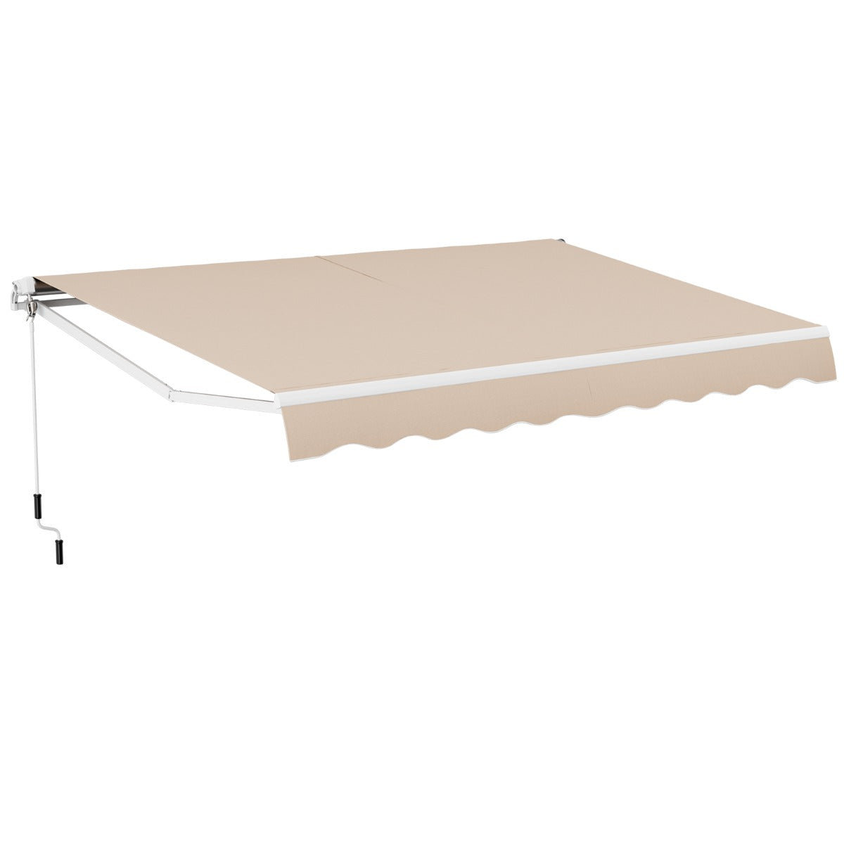 LIVSK Uittrekbaar Terraszonnescherm - 4 x 2,5 m - Handmatige Slinger - Verstelbare Helling 40°-100° - Duurzaam Aluminium - Beige