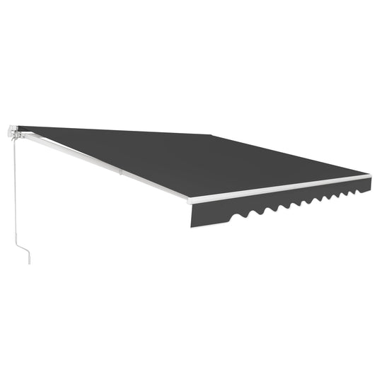 LIVSK Uittrekbare Terraszonwering - Verstelbare Helling 40°-100° - Handmatige Slinger - Aluminium - 4 x 2,5 m - Grijs
