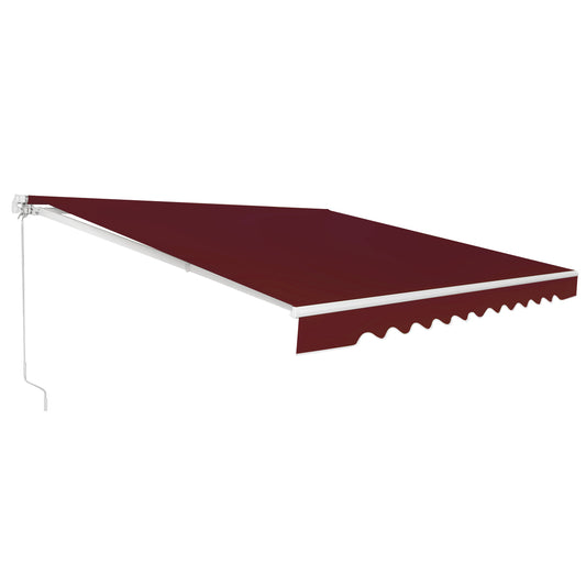 LIVSK Uittrekbare Terraszonnescherm - 4 x 2,5 m - Verstelbare Helling 40°-100° - Handmatige Slinger - Aluminium - Wijnrood