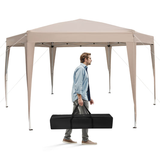 LIVSK Zeshoekige Baldakijntent - Ruimte voor 6-8 Personen - Waterafstotend en Scheurvast - Pop-Up Design - Inclusief Draagtas -
