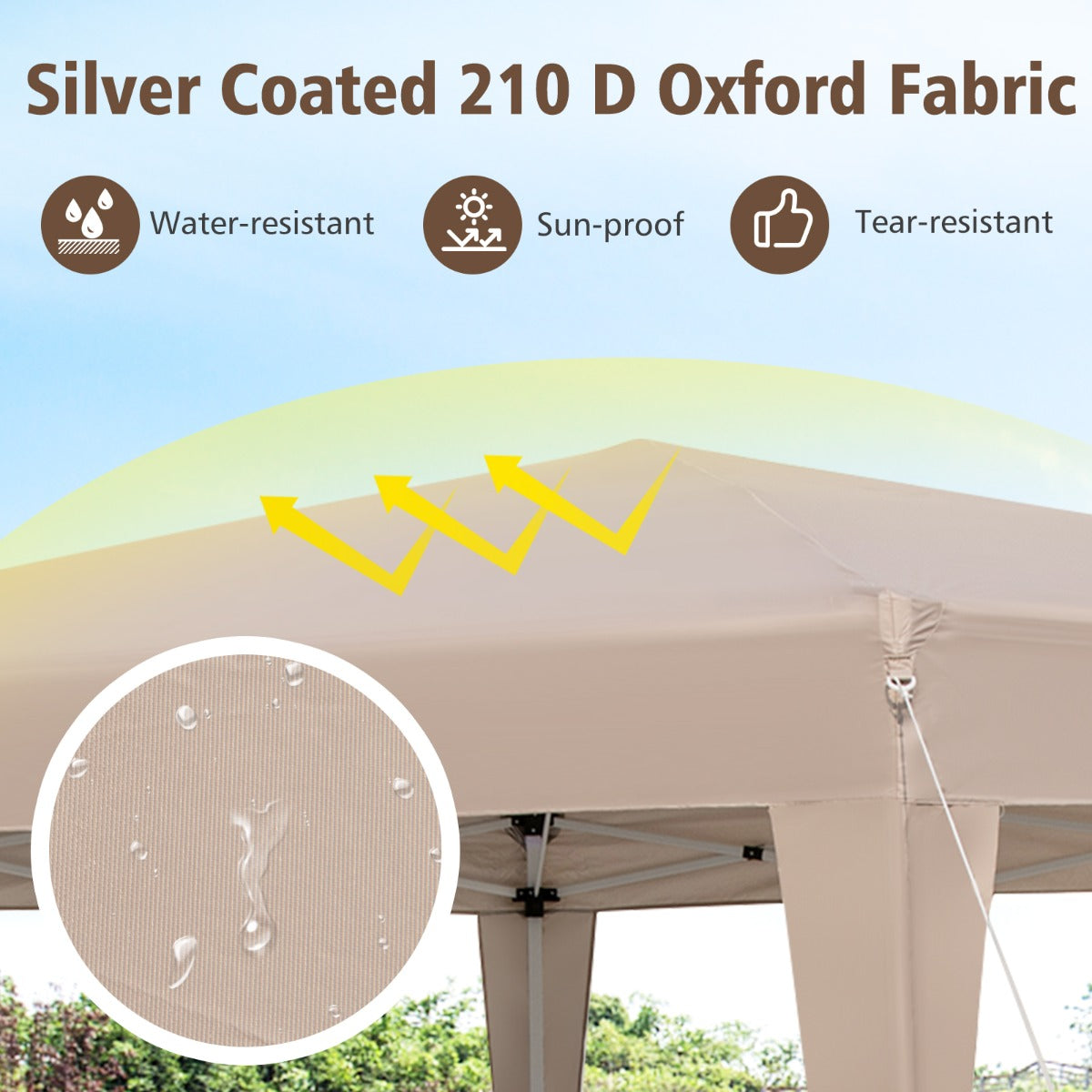 LIVSK Zeshoekige Baldakijntent - Ruimte voor 6-8 Personen - Waterafstotend en Scheurvast - Pop-Up Design - Inclusief Draagtas -
