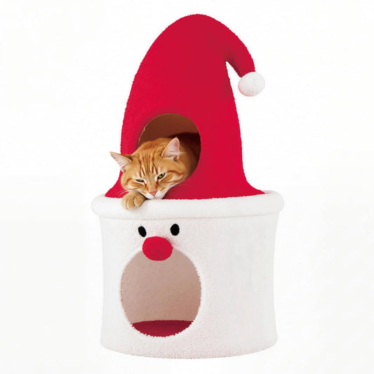Livsk costway 40 x 40 x 75 cm kerstmis krabpaal met slaapgedeelte 75 cm moderne schattige kattentoren rood wit