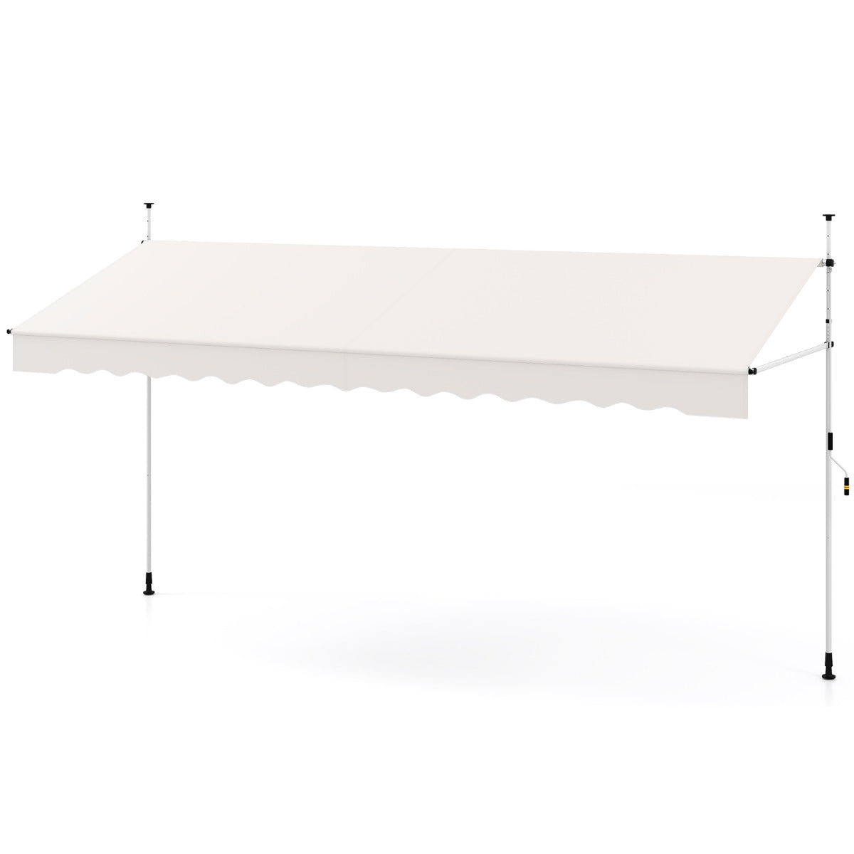 LIVSK Handmatig Uitschuifbare Zonwering - Verstelbare Hoogte 210-300 cm - Waterafstotend Polyester - Stabiele Constructie - Wit