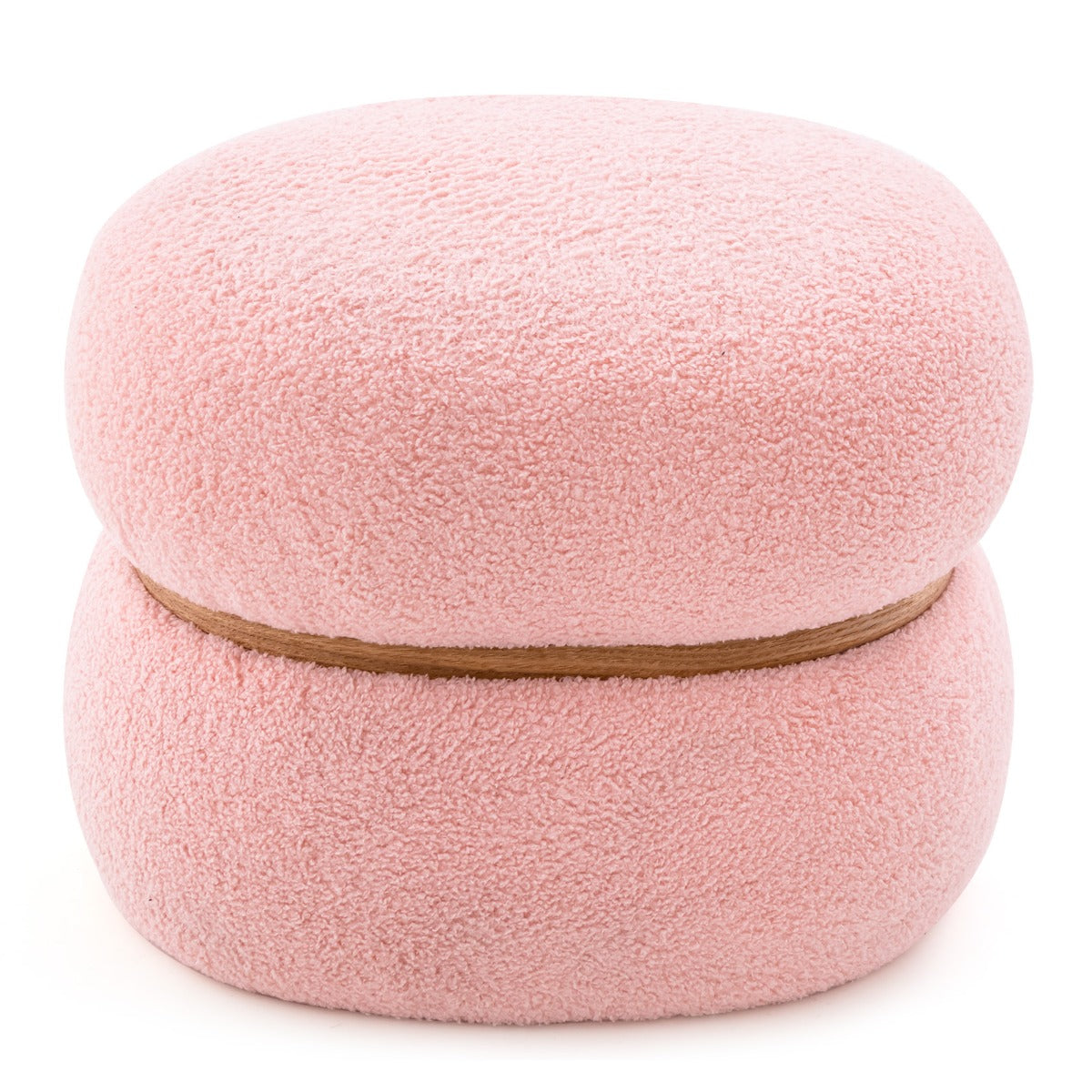 LIVSK Ovale Poef - Voetensteun en Bijzettafel - Sherpa Bekleding - Draagvermogen 300 kg - Lichtgewicht - Roze
