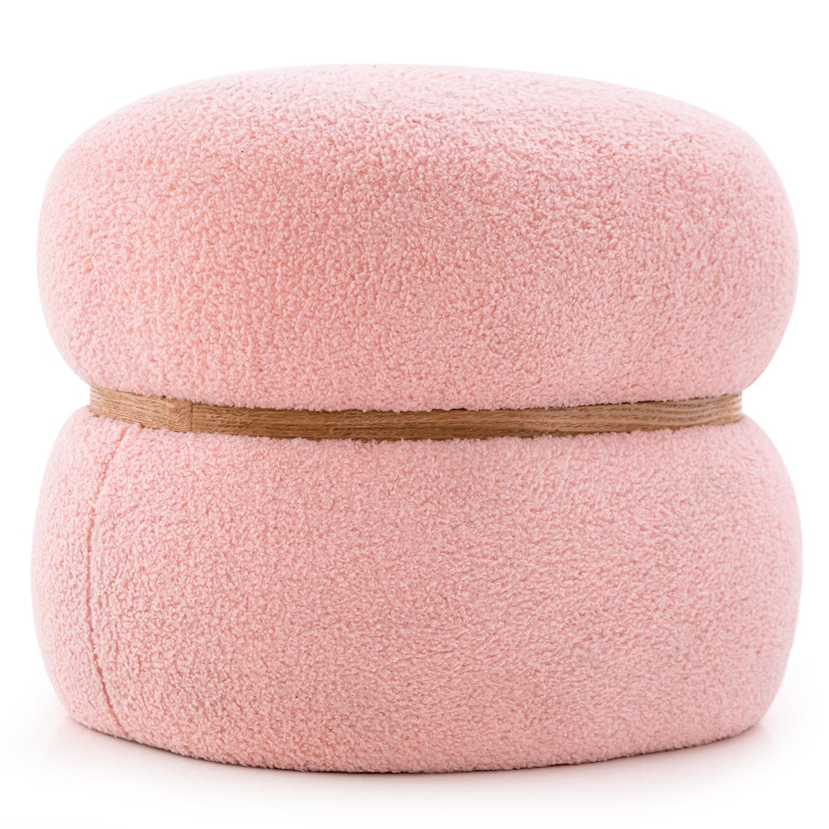LIVSK Ovale Poef - Voetensteun en Bijzettafel - Sherpa Bekleding - Draagvermogen 300 kg - Lichtgewicht - Roze