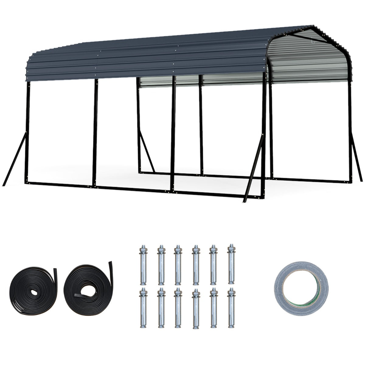LIVSK Hardtop Carport - 440 x 300 cm - Robuuste Bescherming - Waterdicht - Stabiele Verankering - Tot 120 kg Sneeuwlast - Zwart