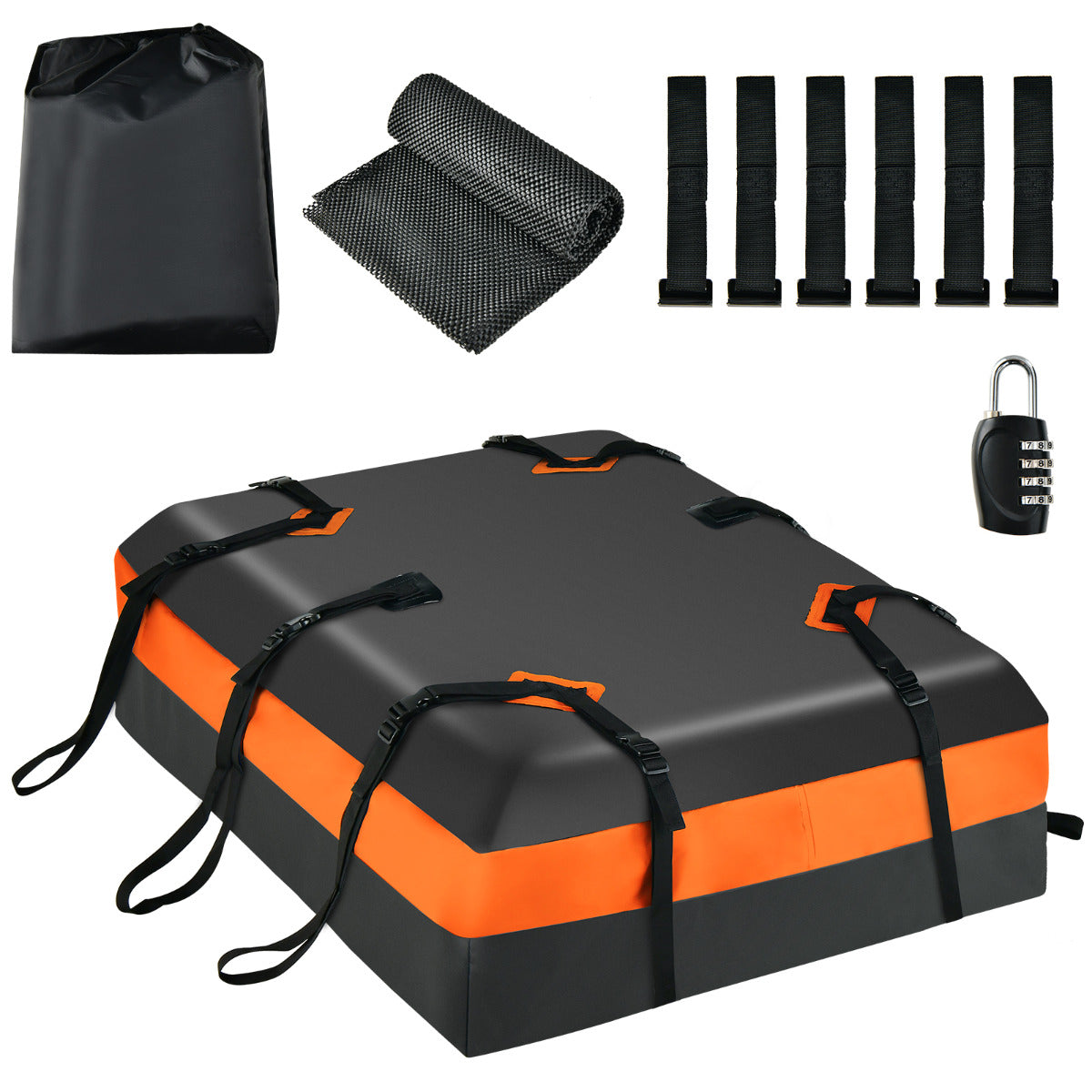 LIVSK Daktas voor Auto's 450L - Waterdicht en Scheurbestendig - Inclusief Antislipmat en Cijferslot - 112 x 86 x 43 cm - Zwart