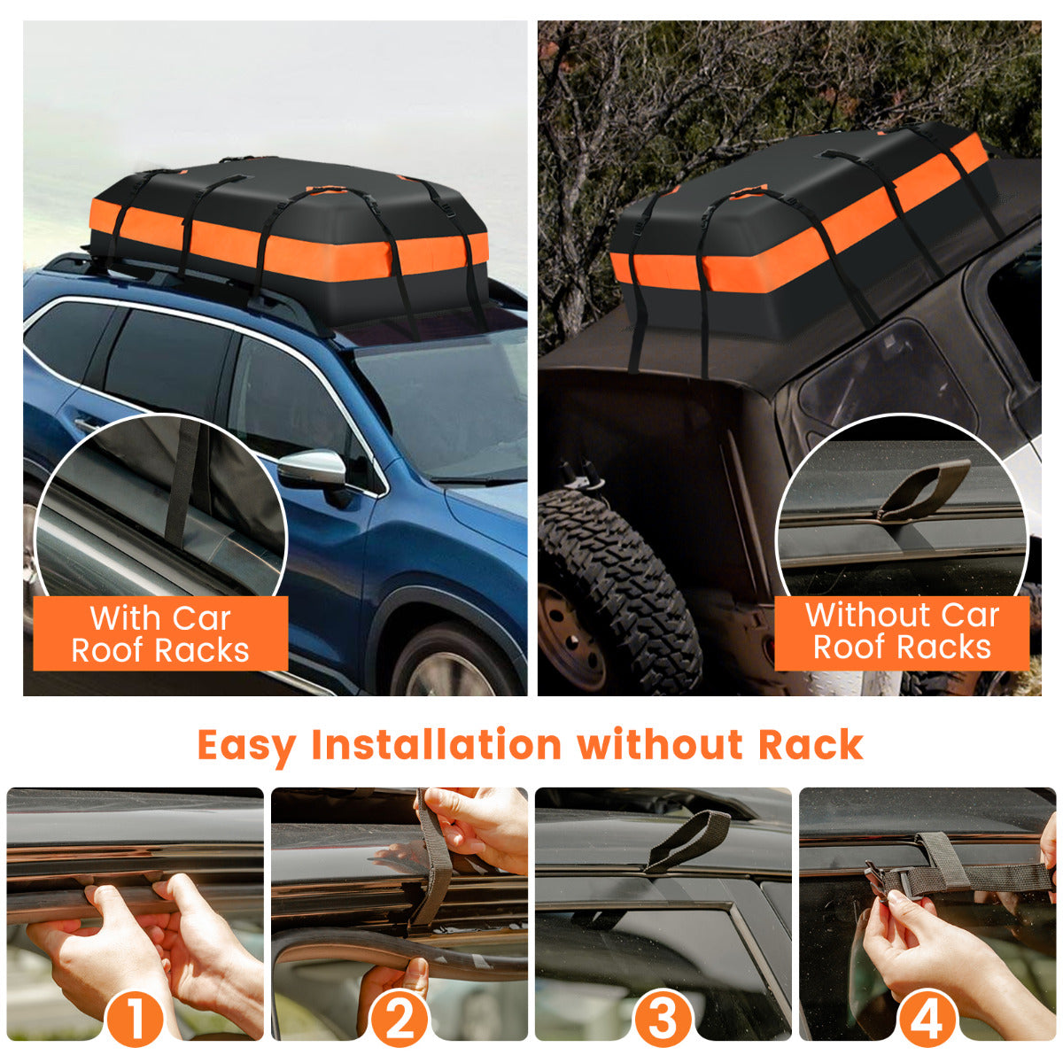LIVSK Daktas voor Auto's 450L - Waterdicht en Scheurbestendig - Inclusief Antislipmat en Cijferslot - 112 x 86 x 43 cm - Zwart