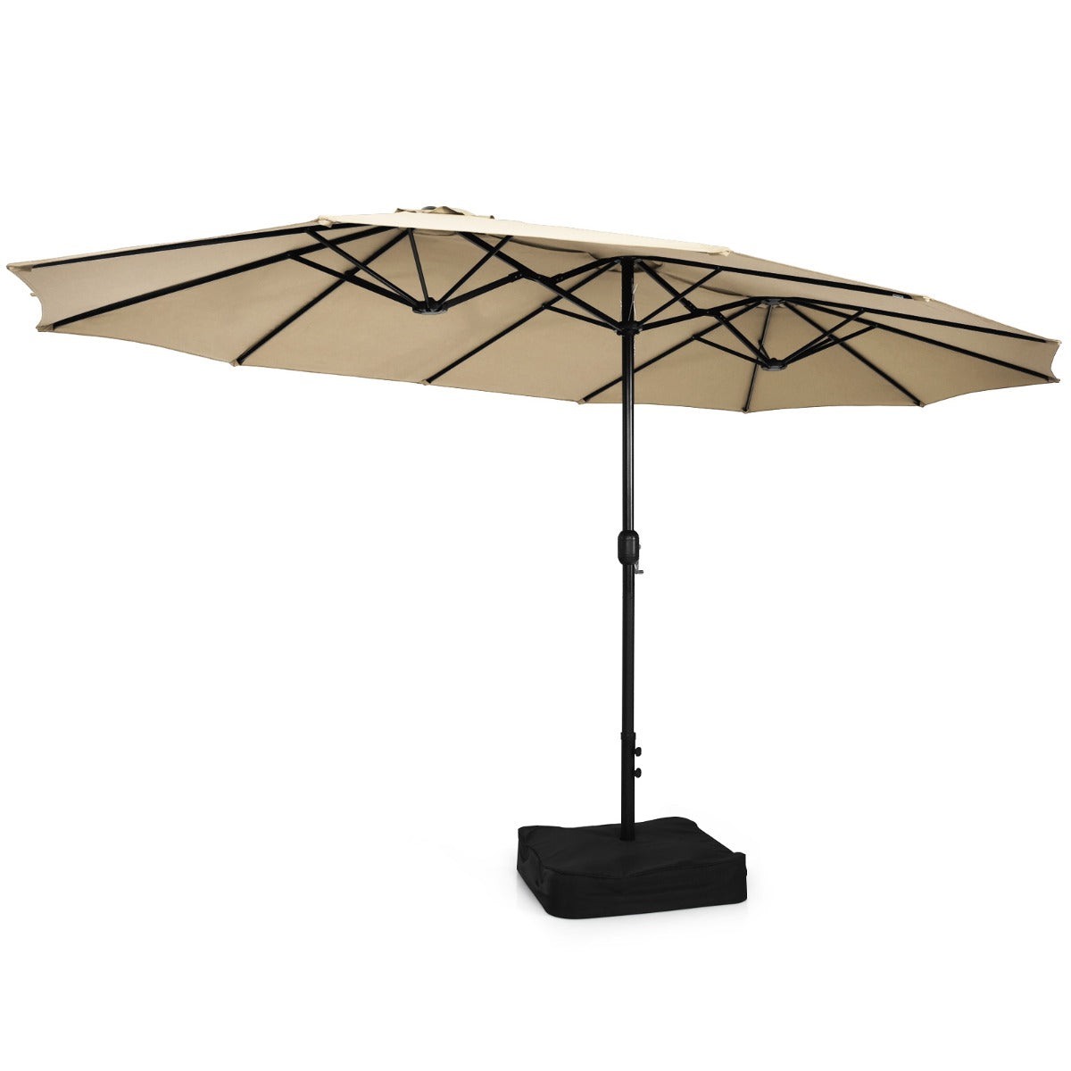 LIVSK Dubbelzijdige Parasol - Groot Schaduwoppervlak 451,5 cm - Metalen Standaard - Eenvoudig te Gebruiken - Beige