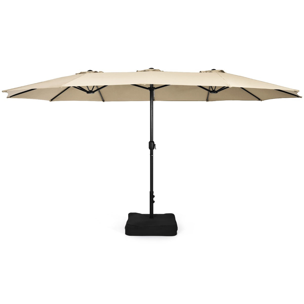 LIVSK Dubbelzijdige Parasol - Groot Schaduwoppervlak 451,5 cm - Metalen Standaard - Eenvoudig te Gebruiken - Beige
