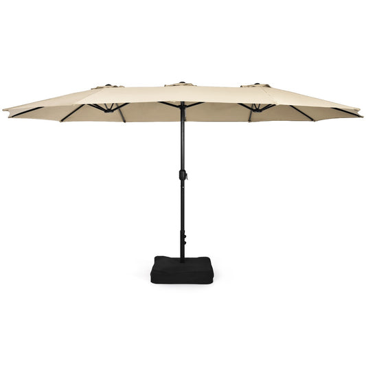 LIVSK Dubbelzijdige Parasol - Groot Schaduwoppervlak 451,5 cm - Metalen Standaard - Eenvoudig te Gebruiken - Beige
