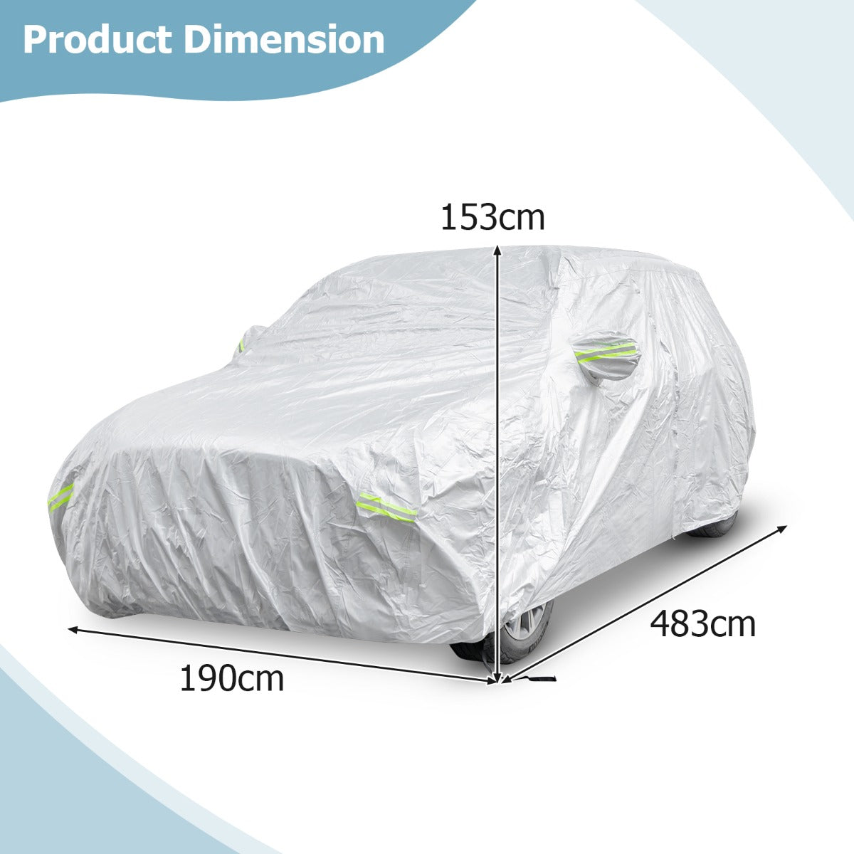 LIVSK Autohoes - 3-laagse Bescherming - UV-, Regen- en Sneeuwbestendig - Reflecterende Strips - Inclusief Opbergtas - 483 x 190 x