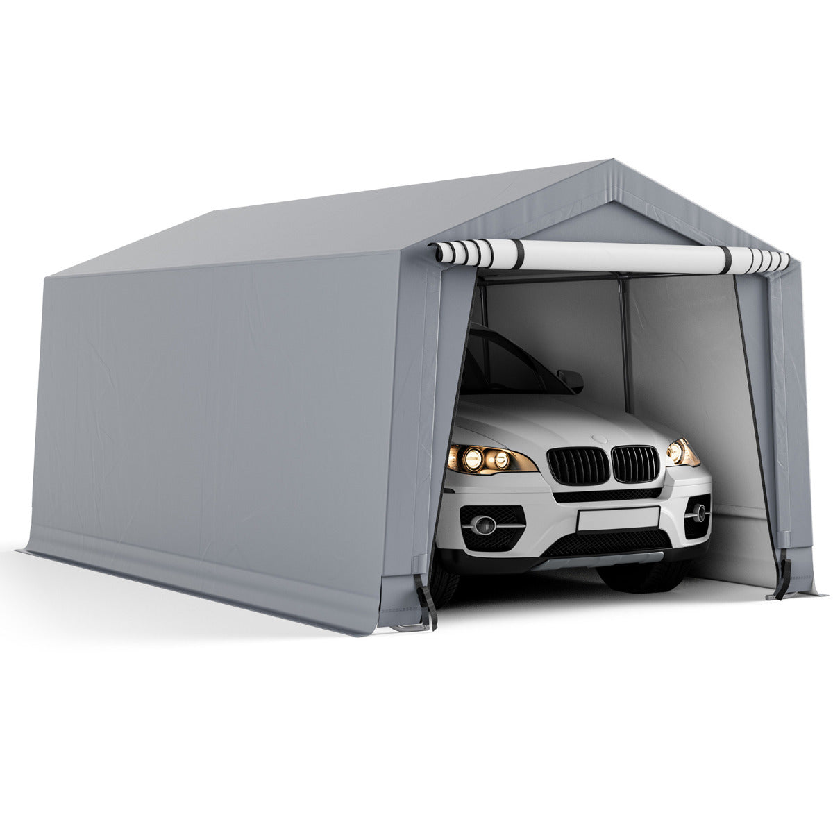 LIVSK Zware Carport - Gegalvaniseerd Staalframe - Weerbestendig 200G PE-Stof - Voor Voertuigen en Opslag - 490 x 290 x 245 cm -