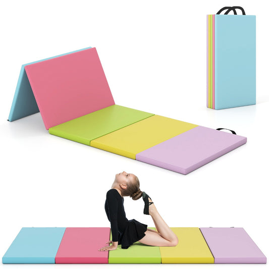 Livsk costway 5 delige opvouwbare verdikte gymnastiekmat oefenmat voor kinderen draagbaar en lichtgewicht pu leer