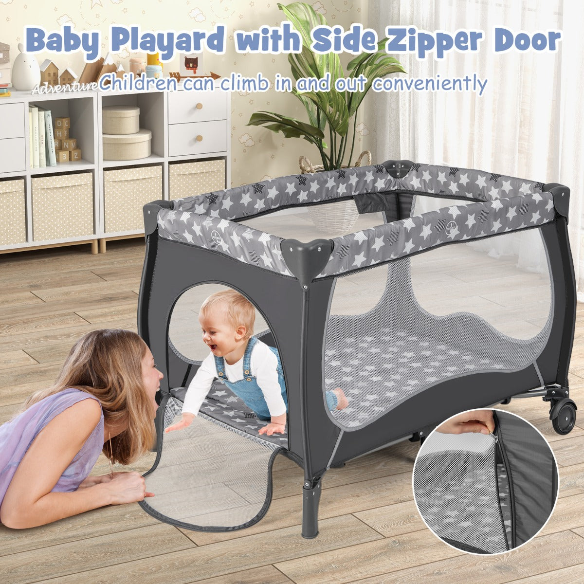 LIVSK 5-in-1 Babybedje met Opbergtas - Reisbed, Wieg, Commode en Box - Inclusief Baldakijn en Muziekdoos - Voor 0-36 maanden -