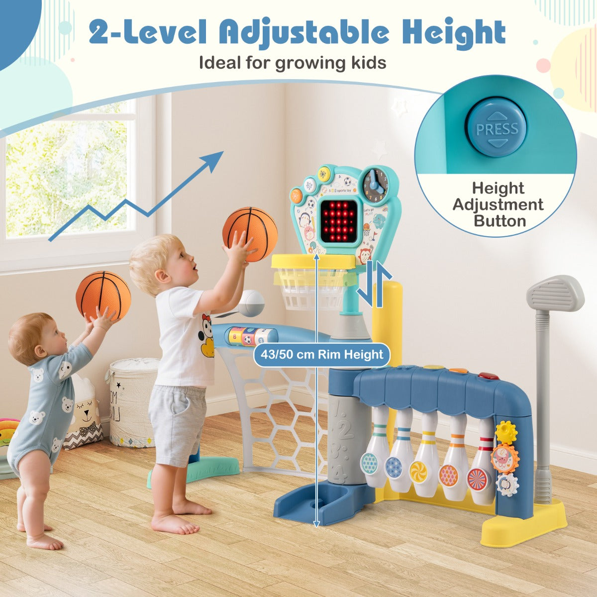 Livsk costway 5 in 1 basketbalringset geschikt voor kinderspeeltuinen 5