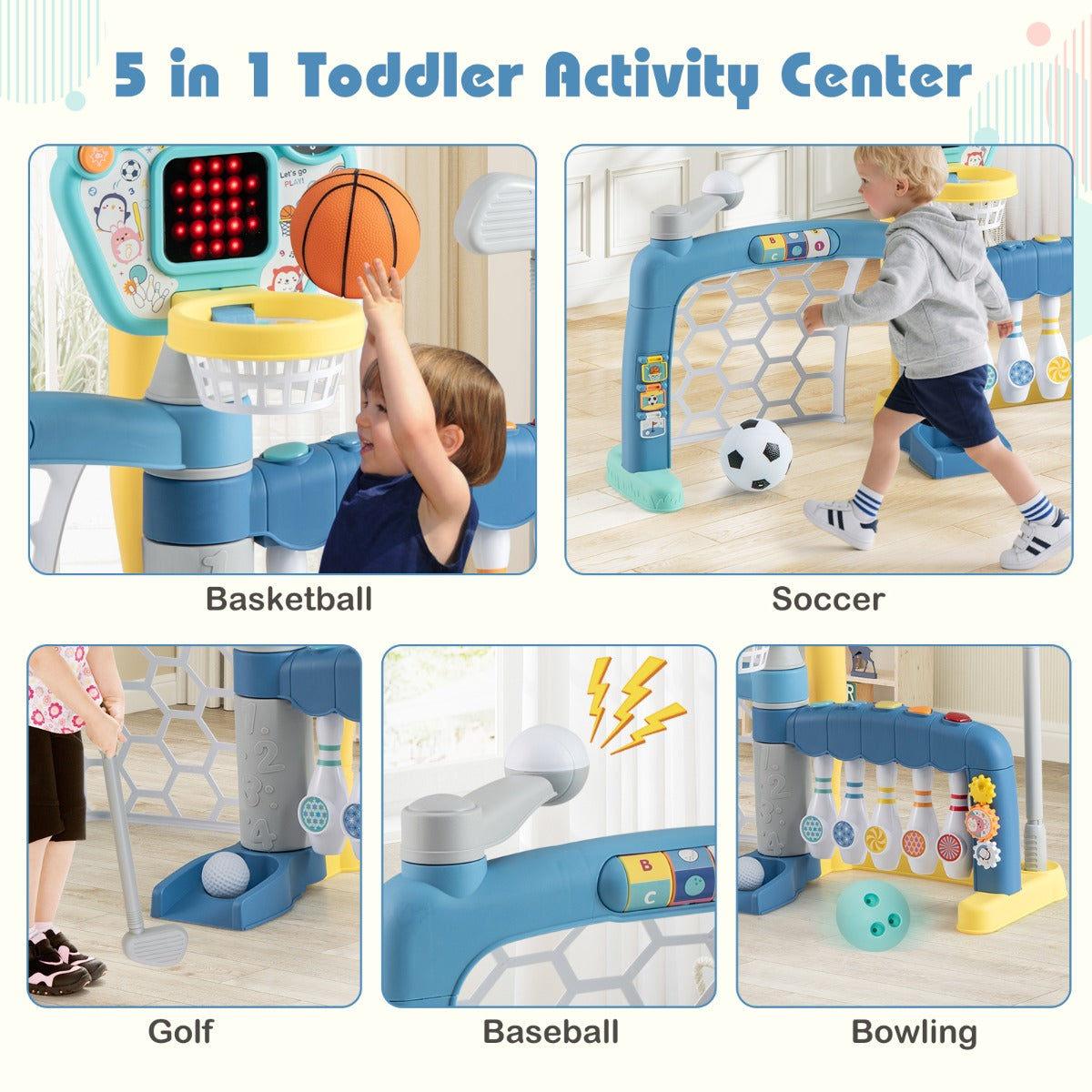 Livsk costway 5 in 1 basketbalringset geschikt voor kinderspeeltuinen 6