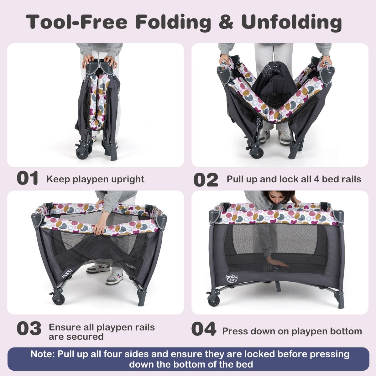 Livsk costway 5 in 1 travel crib for children with changing pad and bassinet donkerroze 4