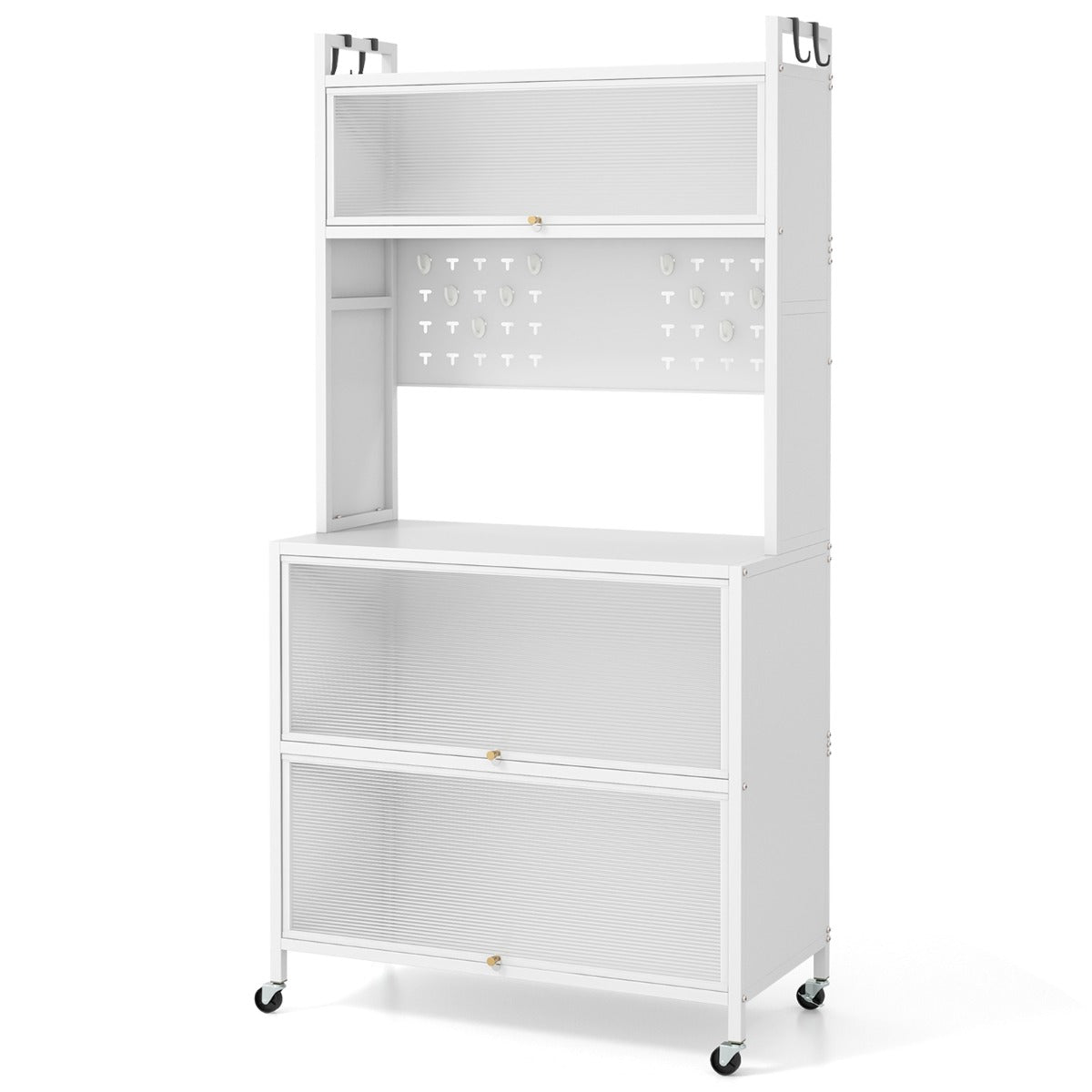 LIVSK Multifunctionele Opbergkast - Verlichting, Draaideuren, Verstelbare Poten of Wielen - Veilig en Stijlvol - 80 x 40 x 160 cm