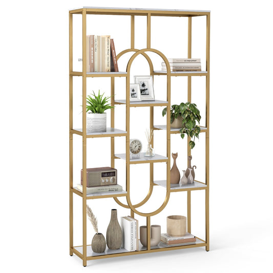 Livsk costway 5 laags rek industriele stijl rek open rek vrijstaande hoge displaykast wit