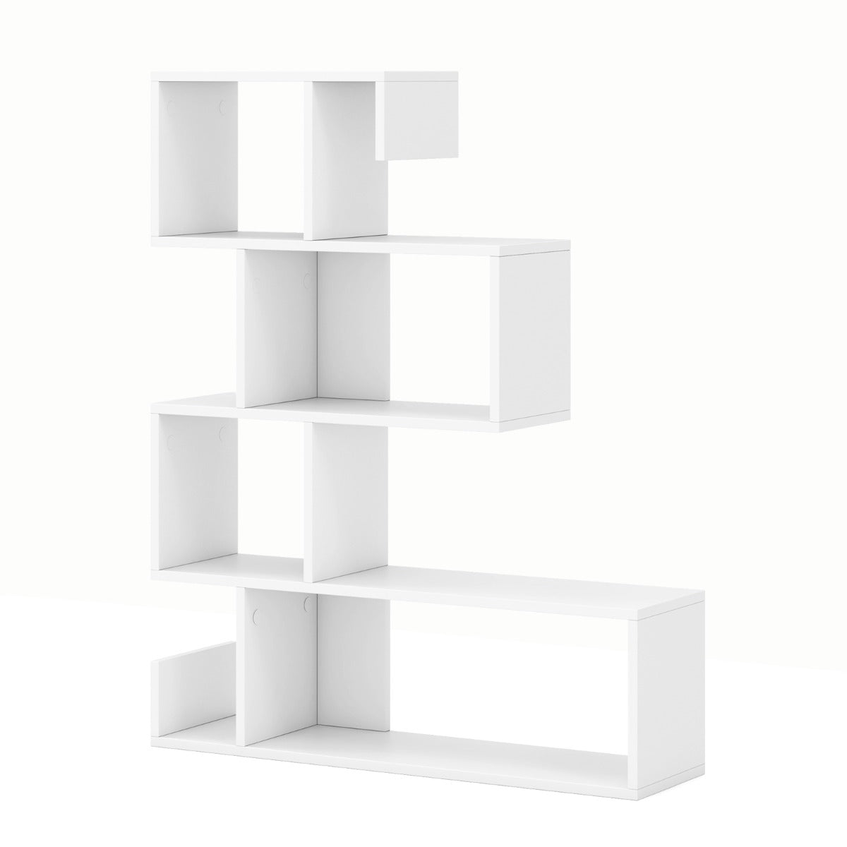 LIVSK S-vormige boekenkast - 5 Niveaus - Modern Design - Veilig met Kantelbeveiligingen - 80 x 22 x 100 cm - Wit