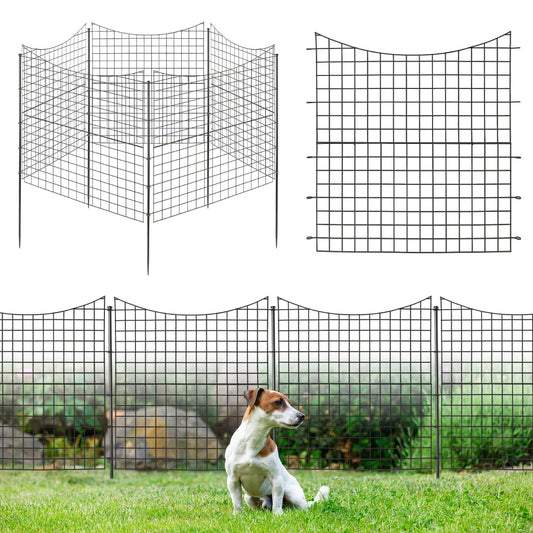 LIVSK Decoratief Tuinhek 5 Panelen - Weerbestendig Gepoedercoat Metaal - Eenvoudige Installatie - Multifunctioneel - Zwart