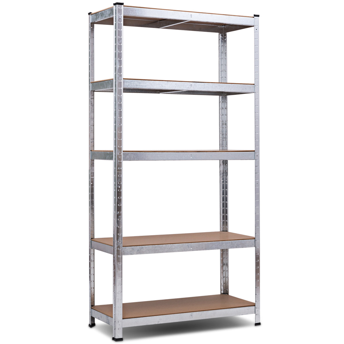 LIVSK Verstelbare Plank met 5 Niveaus - Max. Belasting 875 kg - Robuust Gegalvaniseerd Staal en MDF - Ruimtebesparend - Zilver