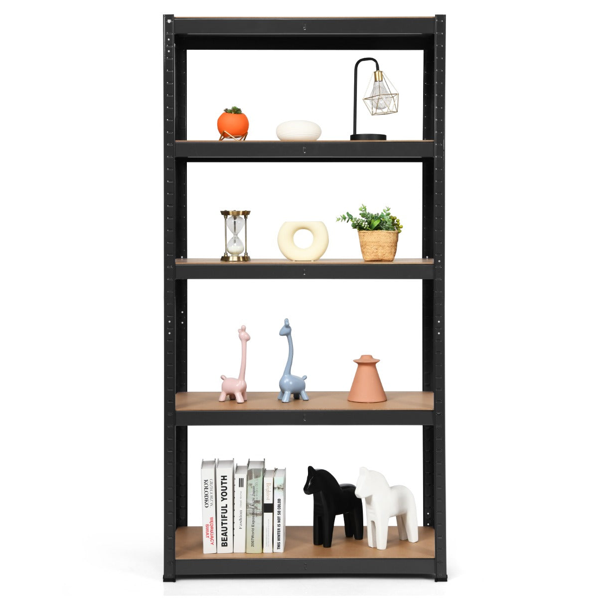 LIVSK Verstelbare Plank met 5 Niveaus - 175 kg per Niveau - Eenvoudige Montage - Ruimtebesparend - 90 x 40 x 180 cm - Grijs