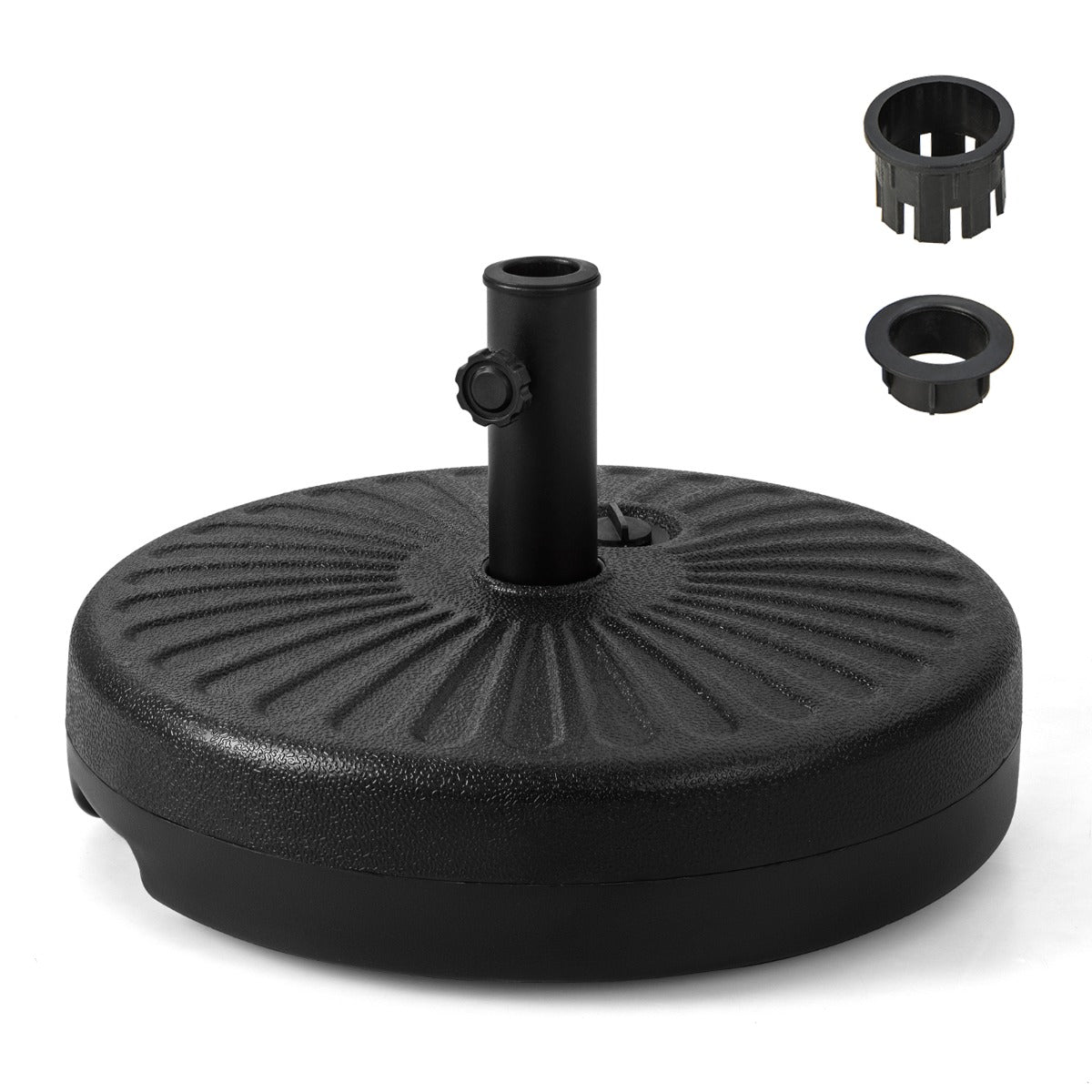 LIVSK Vulbare Parasolvoetsteun - 18 L Capaciteit - HDPE Materiaal - Geschikt voor 270-300 cm Parasols - 50 x 30 cm - Zwart