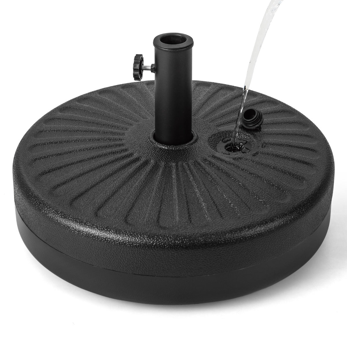 LIVSK Vulbare Parasolvoetsteun - 18 L Capaciteit - HDPE Materiaal - Geschikt voor 270-300 cm Parasols - 50 x 30 cm - Zwart
