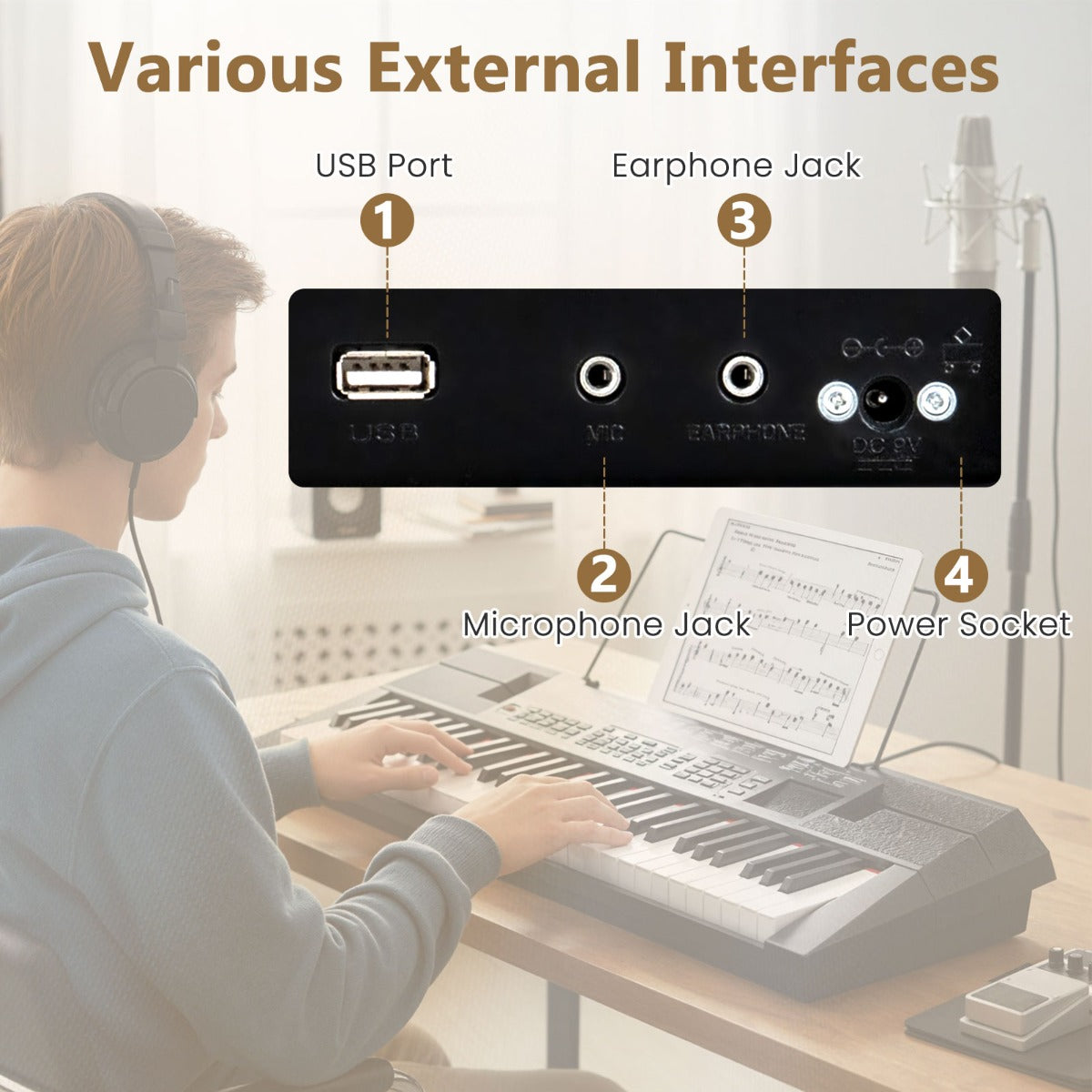 Livsk costway 54 toetsen piano keyboard voor beginners elektronisch keyboard met 200 ritmes en 200 klankkleuren 6