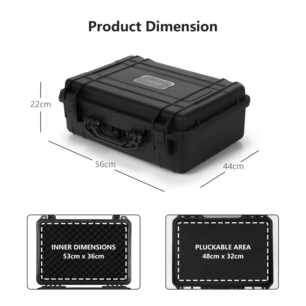LIVSK Waterdichte Harde Koffer - IP66 Waterdicht & Stofdicht - Aanpasbaar Schuim - Voor Elektronica/Drones/Camera's - Zwart
