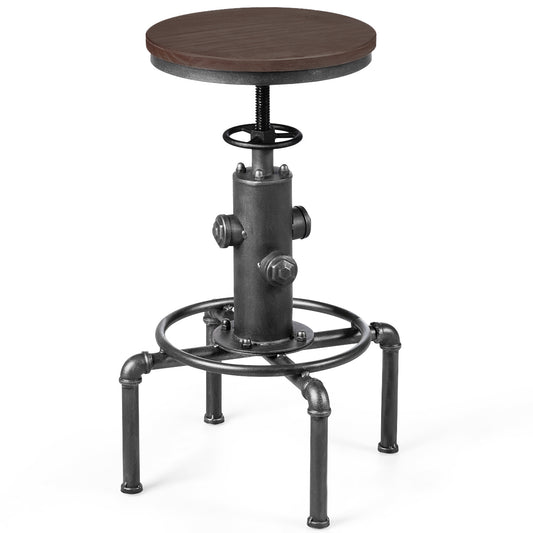 LIVSK Hoogteverstelbare Barkruk - Draaibaar met Ergonomische Voetsteun - Robuust Ijzeren Frame - Tot 150 kg - Industrieel Retro -