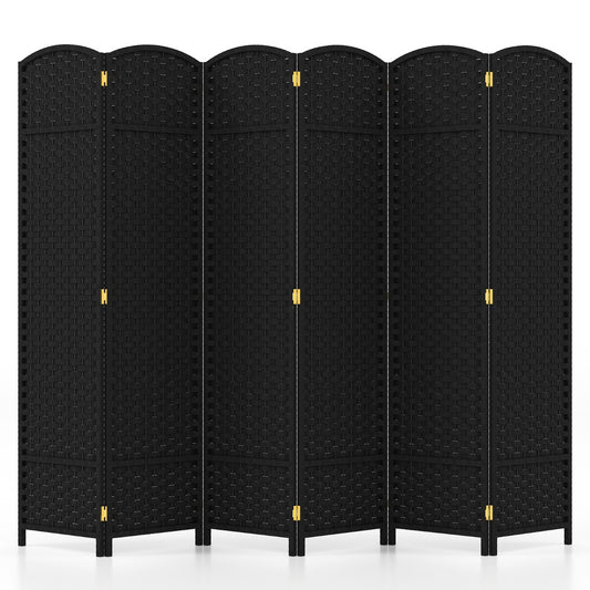 LIVSK 6-delige Scheidingswand - Handgeweven Design - Opvouwbaar - Massief Grenenhout - 240 cm - Zwart
