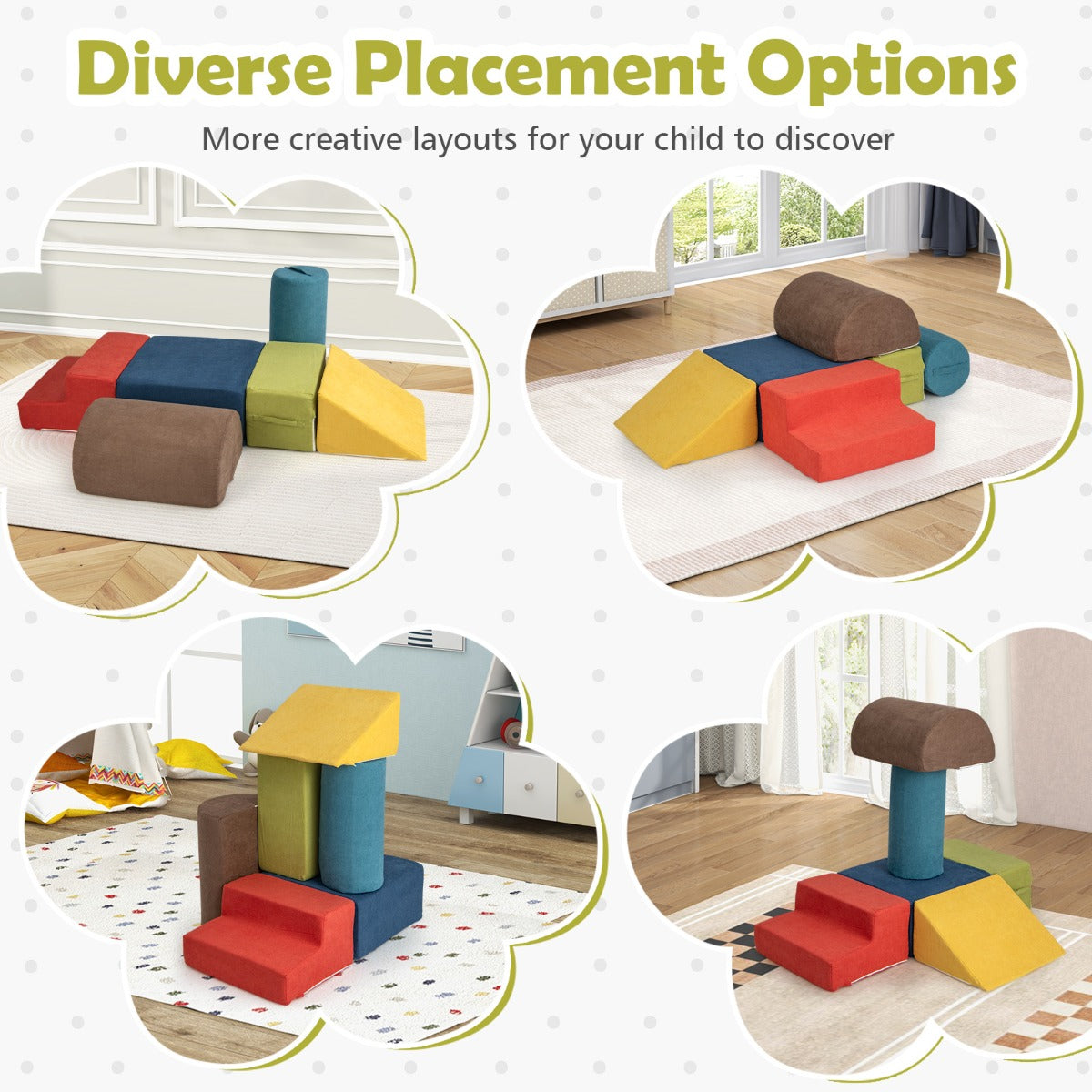 LIVSK Klim- en Kruipspeelset - 6-delige Modulaire Set - Hoge Dichtheid Schuim - Veilig en Comfortabel - Educatief Speelgoed -