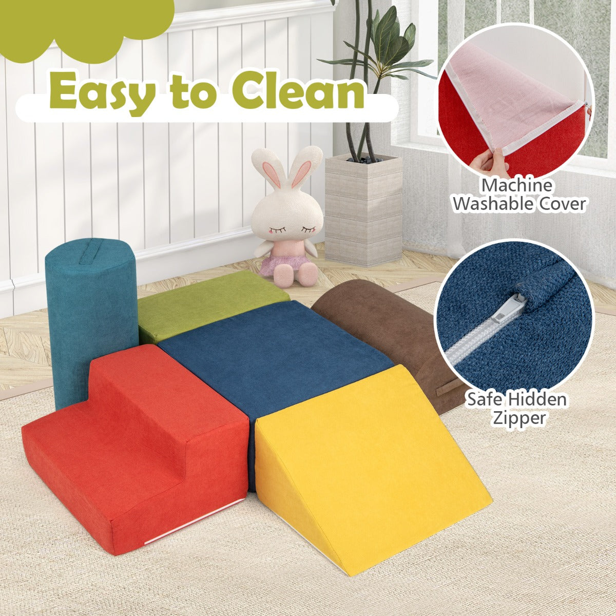 LIVSK Klim- en Kruipspeelset - 6-delige Modulaire Set - Hoge Dichtheid Schuim - Veilig en Comfortabel - Educatief Speelgoed -