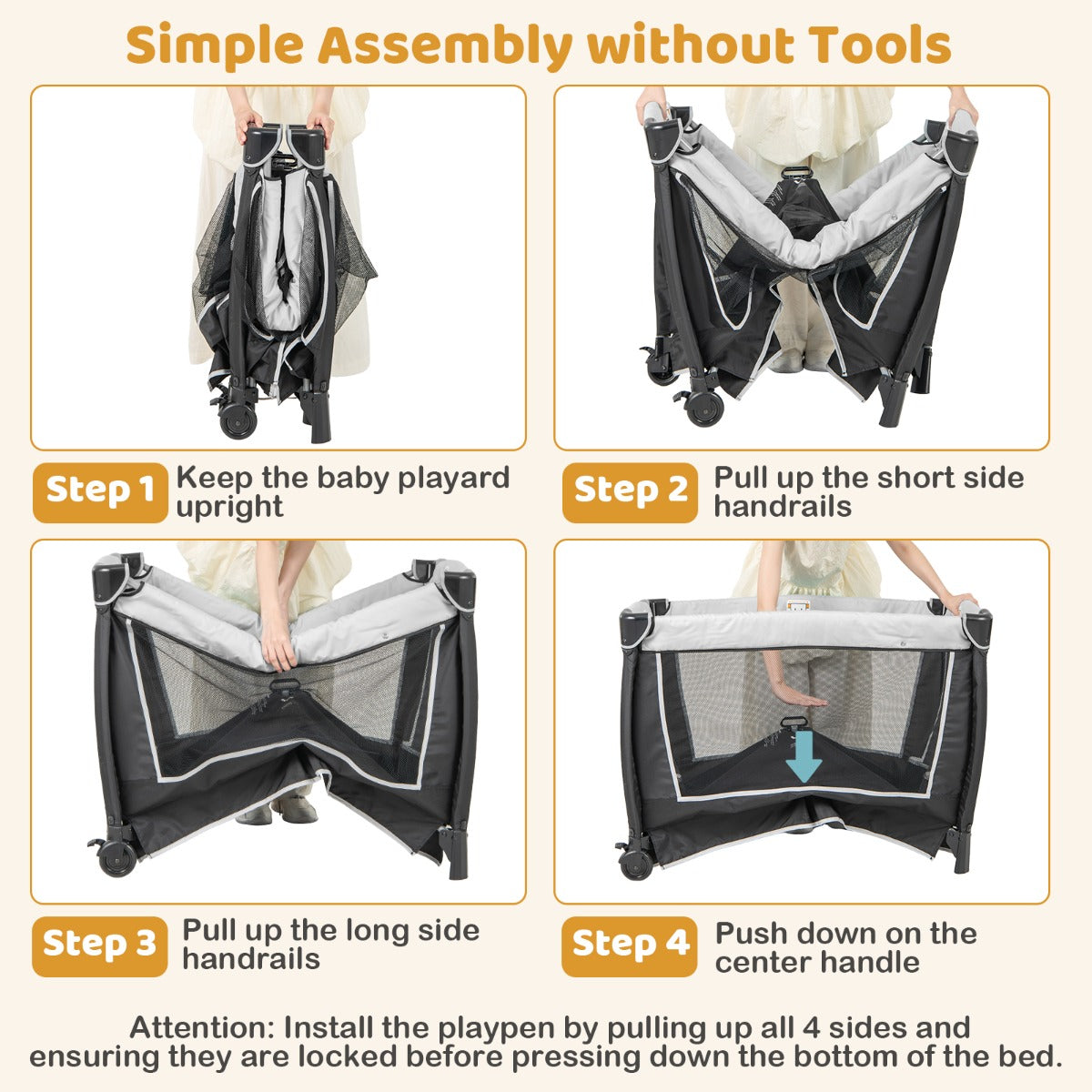 LIVSK 6-in-1 Babyreisbed - Wieg, Wipstoel, Commode, Box - Afneembaar en Opvouwbaar - Veiligheidsgordels - Tot 15 kg - Grijs