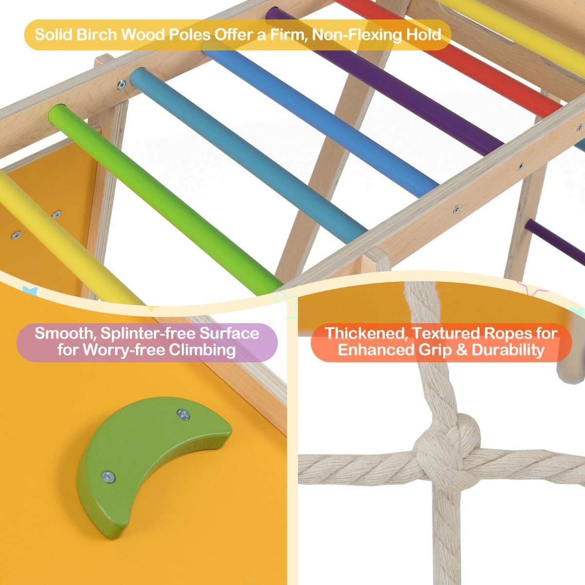 Livsk costway 6 in 1 indoor klimrek speeltuin met glijbaan klimwand basketbalring apenstang touwnet ladder 6