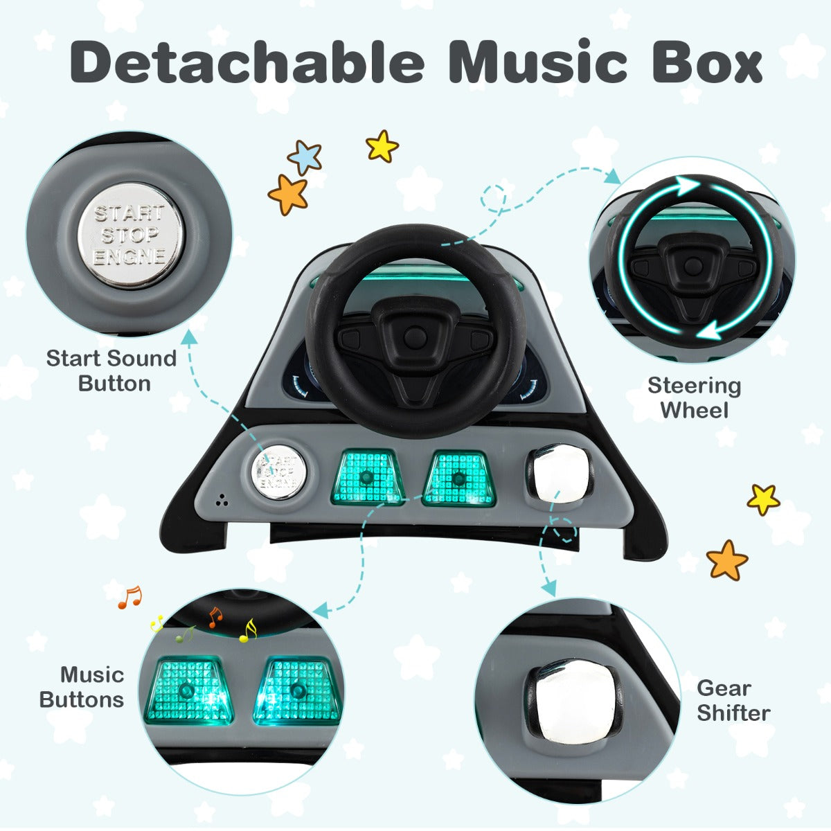 LIVSK Multifunctionele Loopwagen - 6-in-1 Design met Muziekdoosje - 3 Verstelbare Hoogtes - Voor 6-18 maanden - Grijs/Wit