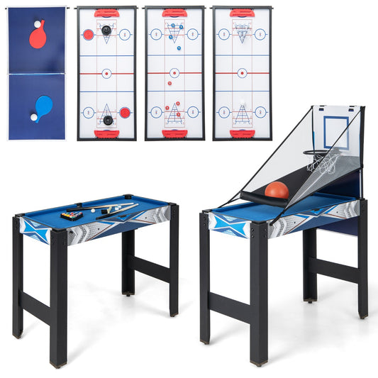 LIVSK 6-in-1 multigametafel - Biljart, tafeltennis, hockey, bowling, shuffleboard, basketbal - Ruimtebesparend - Multicolour