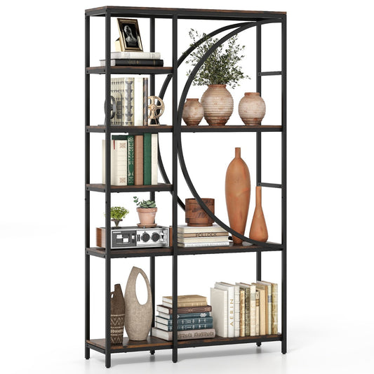 LIVSK Industriële Boekenkast - Verticale Kantoorrekken - Open Planken - Metalen Frame - Zwart