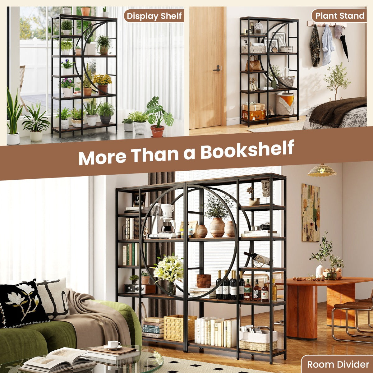 LIVSK Industriële Boekenkast - Verticale Kantoorrekken - Open Planken - Metalen Frame - Zwart