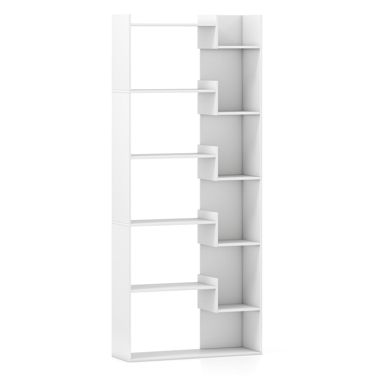 LIVSK Boekenplank 6-laags met Kantelbeveiligingen - Stevige Constructie - Elegant Design - 69 x 22 x 163 cm - Wit