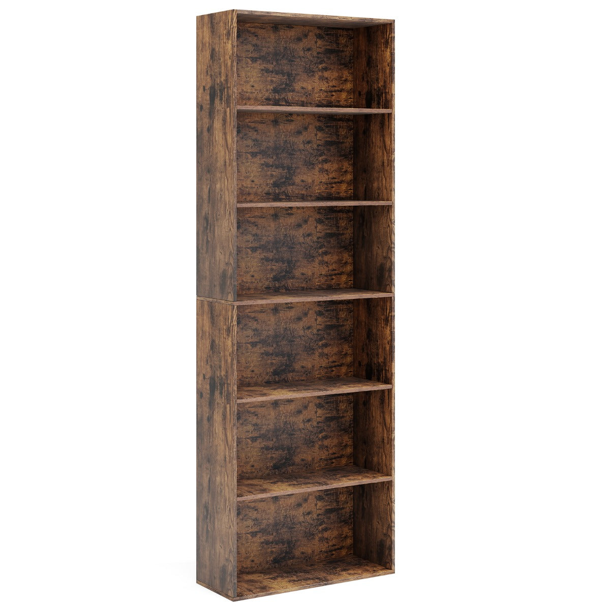 Livsk costway 6 laags open rek 178 cm hoog opbergrek eigentijdse vrijstaande displaystandaard bruin 1 1