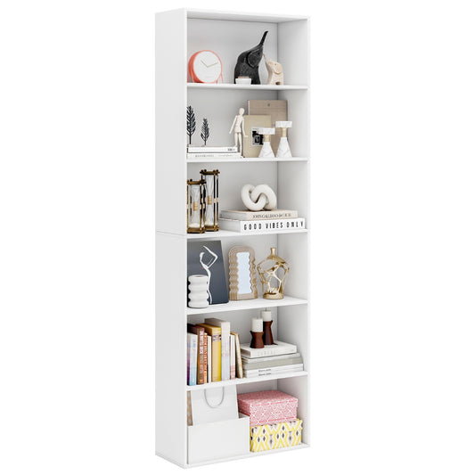 Livsk costway 6 laags open rek 178 cm hoog opbergrek eigentijdse vrijstaande displaystandaard wit