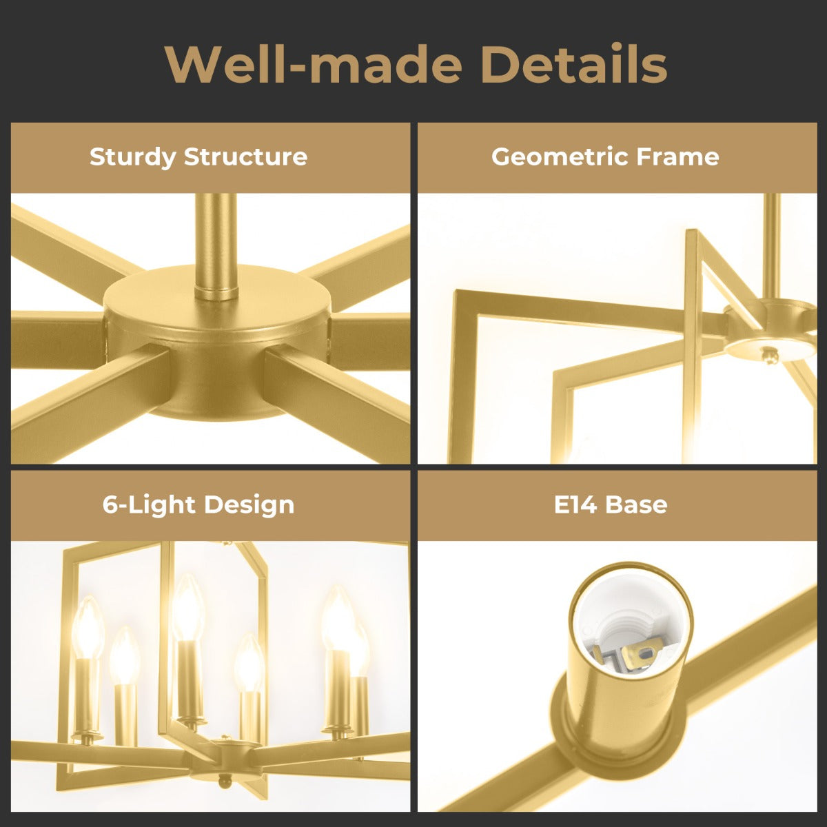 Livsk costway 6 lichts hanglamp moderne geometrische hanglamp industriele metalen hanglamp 4