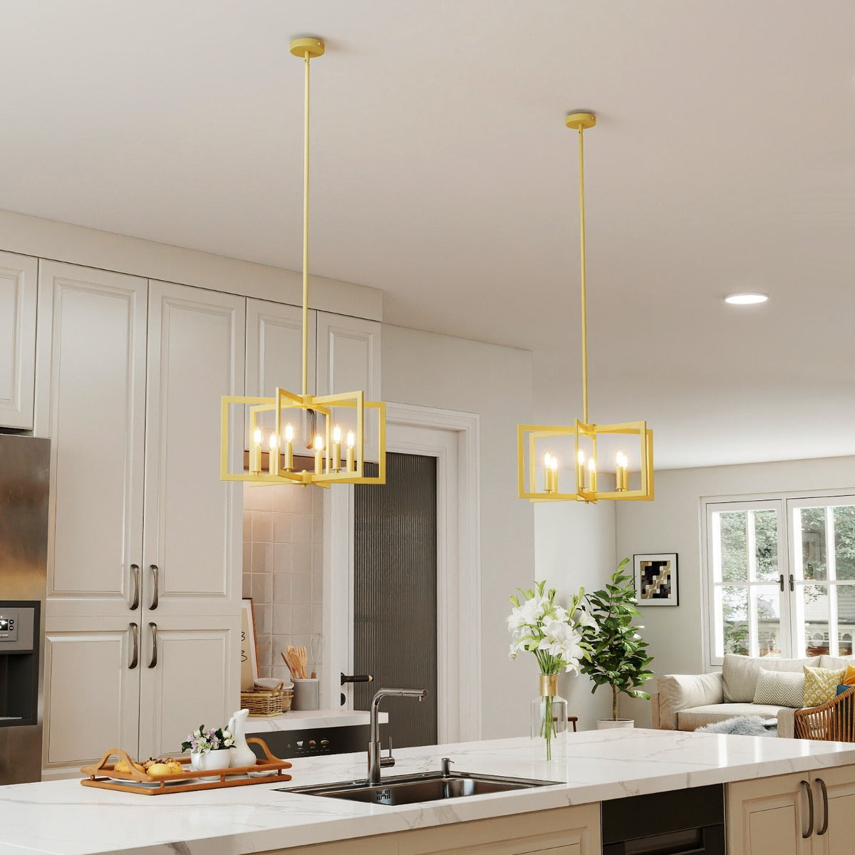 Livsk costway 6 lichts hanglamp moderne geometrische hanglamp industriele metalen hanglamp 6